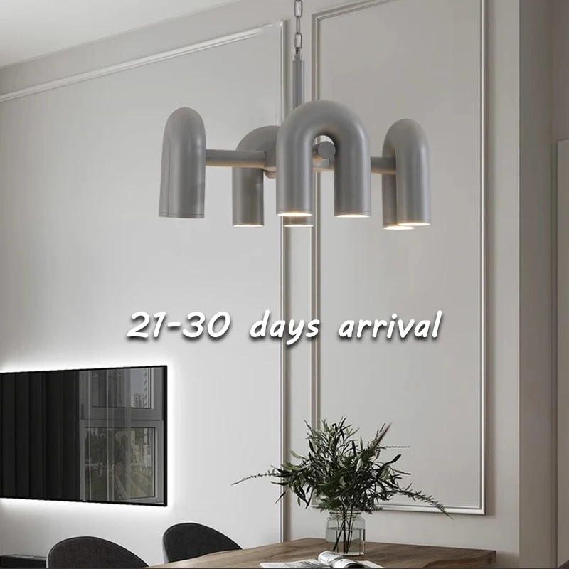

Three Weeks Arrival,Orange/Gray U-Tube Hanging Pendant Light,Children's Room,Living Room Home Ceiling Lighting Decoration,D100cm