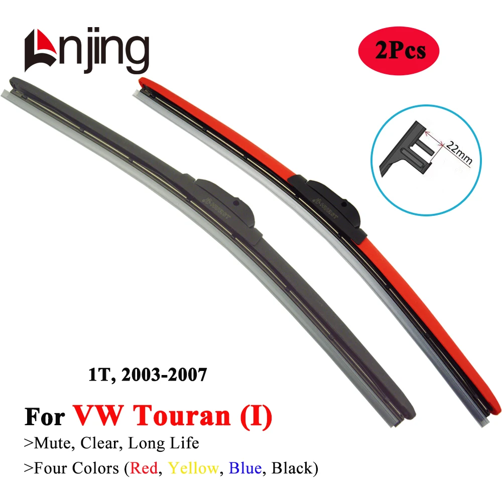 LNJING Colorful Windshield Wiper Blades For VW Volkswagen Touran 1T MPV 2003 2004 2005 2006 2007 Car Exterior Replacement Parts