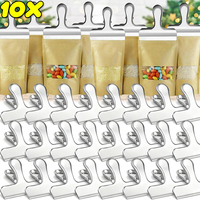 1/10PCS Stainless Steel Food Sealing Clips Fresh Keeping Anti Leak Food Packaging Snack Storage Kitchen Gadget Home Organization