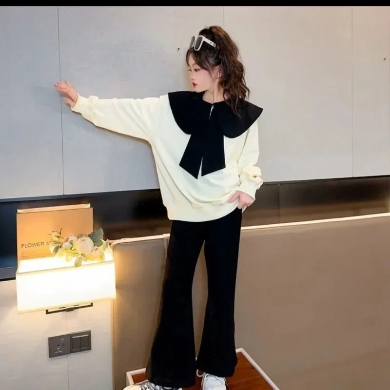 

Girl Clothes Children's Clothing Sweatshirt Set Top & Pants 2-Piece Wide-leg Autumn Winter Suit for Girls Elementary Student