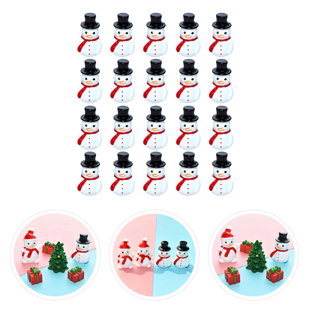 

30 Pcs Mini Snowman Resin Figurines Christmas naments Cute Tiny Decorations for Office Festive Red Hat