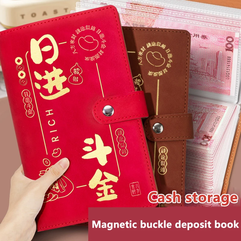 

Money Saving Challeng Large Capacity Banknote Organizer Money Clip Wallet Chinese New Year Lucky Money Deposit Cashbook Billfold