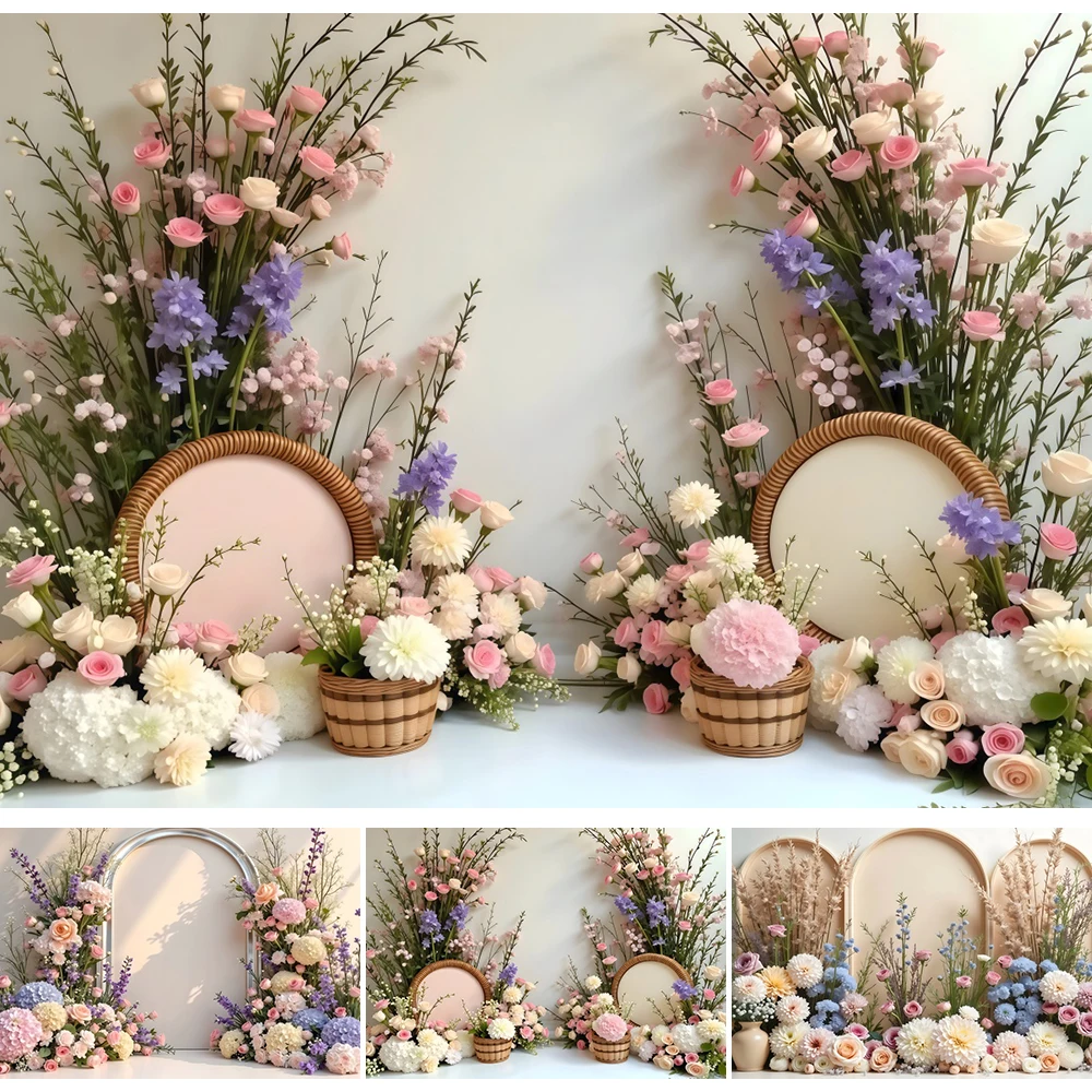 

Boho Flowers Maternity Portrait Photographic Backdrop Baby Gift Party Birthday Wedding Party Background For Studio Photography