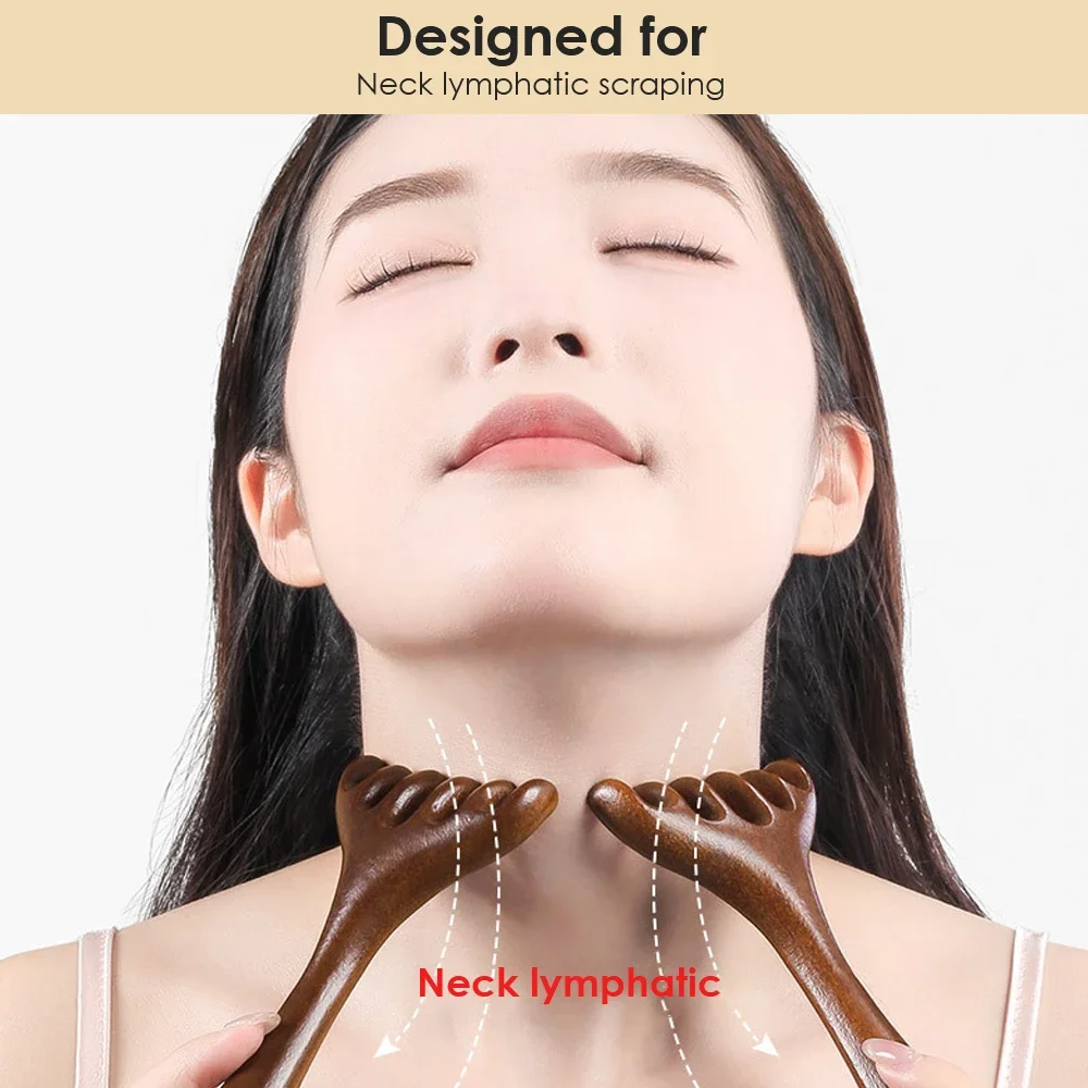 Natural Golden Sandalwood Five-Claw Scalp Massager Gua Sha Tool Back 6-Claw Head Massager Promote Blood Circulation Body волосся