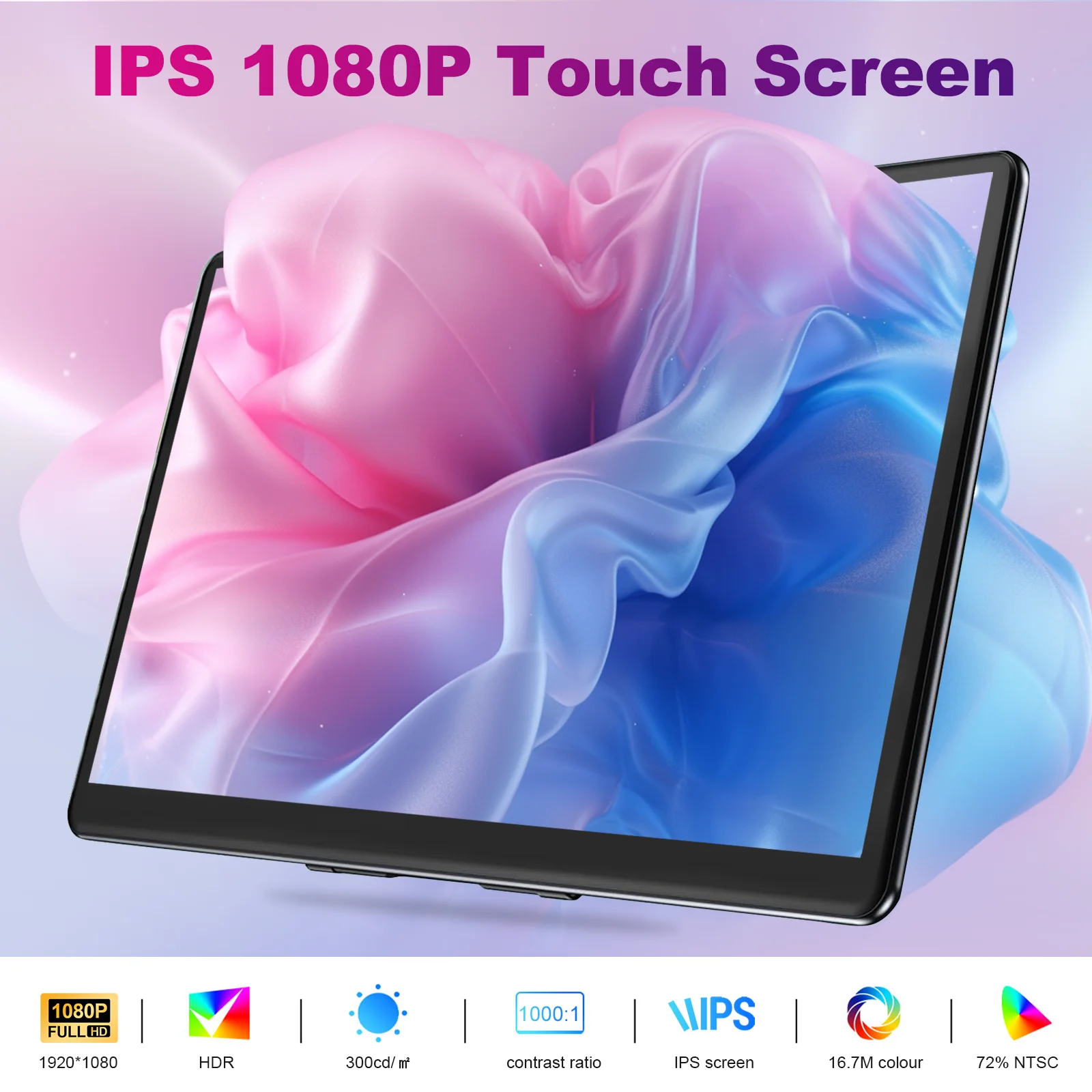 15.6 Inch Portable Touch Display With Stand FHD 1080P For PC Mobile Phone and Laptop Full Screen Touch Gaming Expansion Display