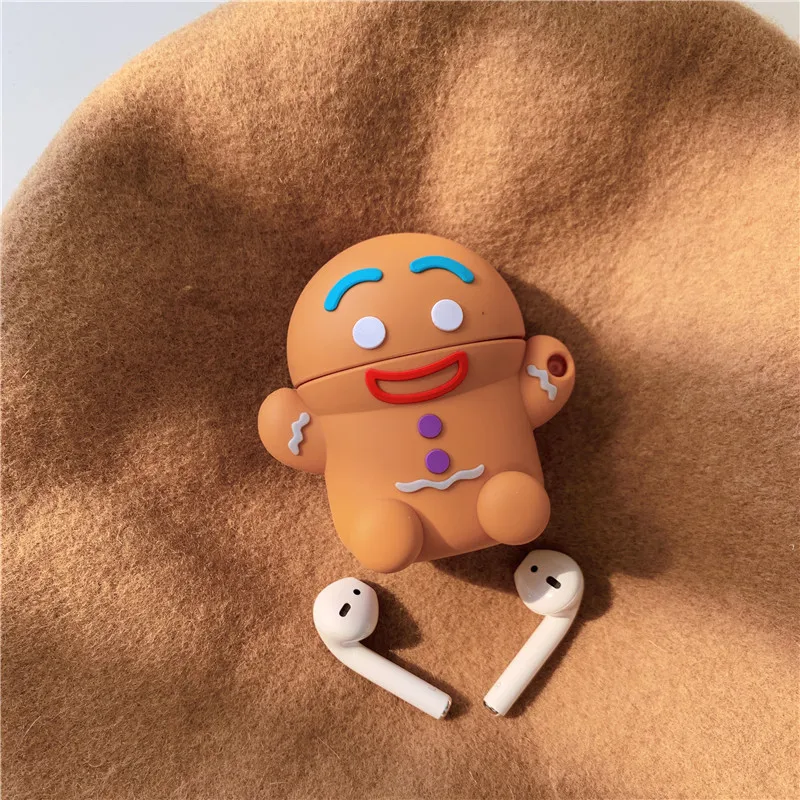 3D Cute Christmas Gingerbread Man Caribou Silicone Headphone Cases for Apple Airpods 1 2 Funda Headphone Case winter