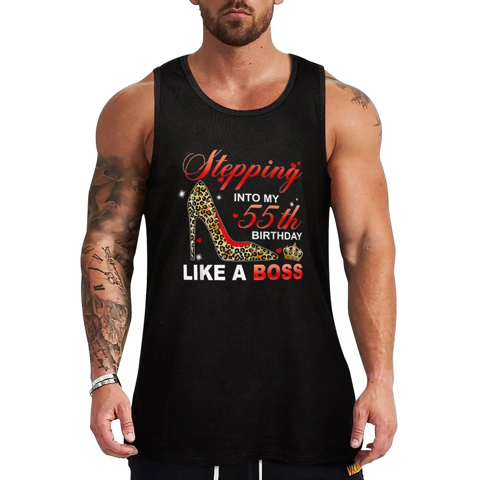 Stepping Into My 55Th Birthday Like A Boss Since 1965 Mother Tank Top Outdoor Casual Tank Top Loose Sleeveless Summer Tee