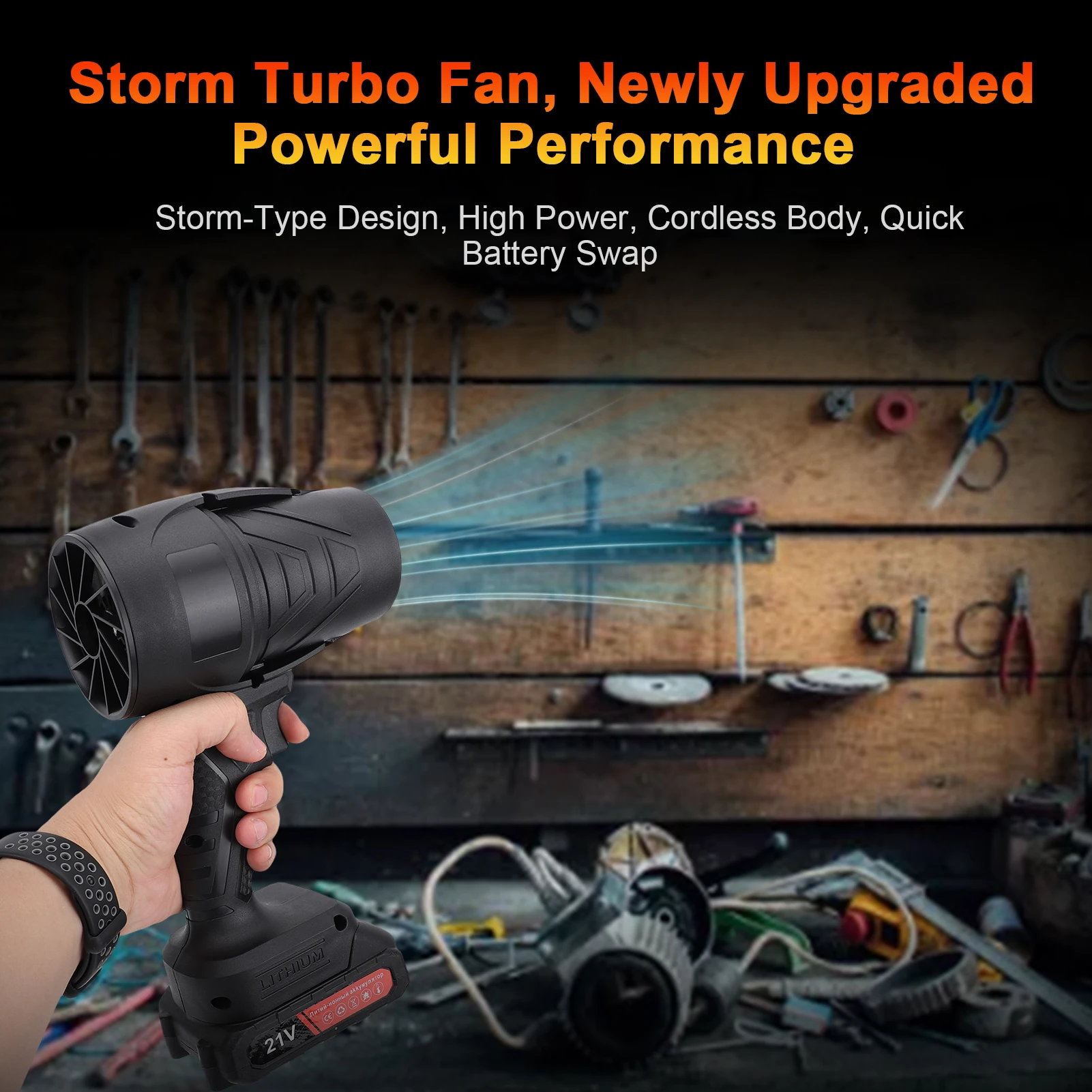 منفاخ لاسلكي 21 فولت، منفضة هواء محمولة لمجفف السيارة مع بطاريتين قابلتين لإعادة الشحن، منفاخ أوراق متغير السرعة لغسيل السيارات، خارجي #4