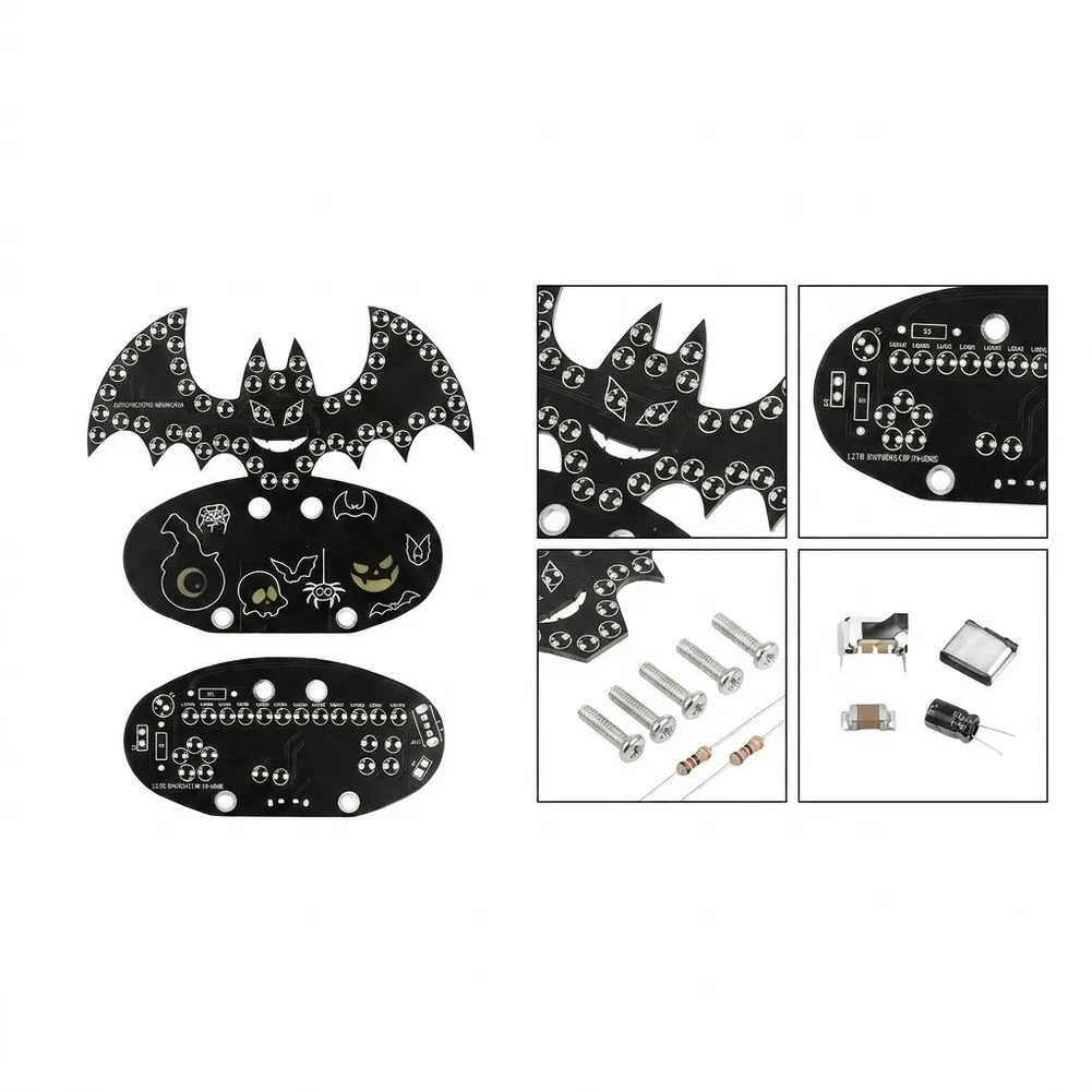 PCB Bat Shaped DIY Soldering Kit With 5 Lighting Modes For Halloween Party Decor And Bedroom Night Lamp