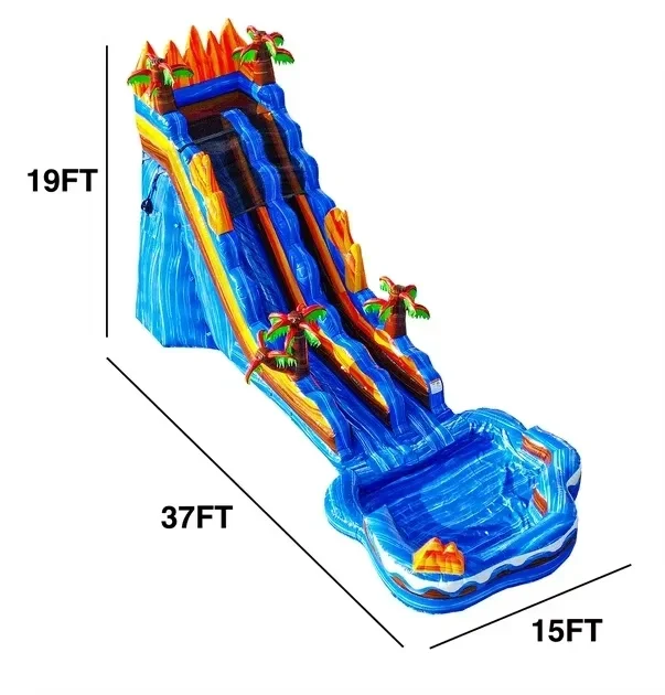Tobogán Acuático Inflable Comercial de 19 pies con Piscina Desmontable para Negocios de Alquiler, Modelo 2026