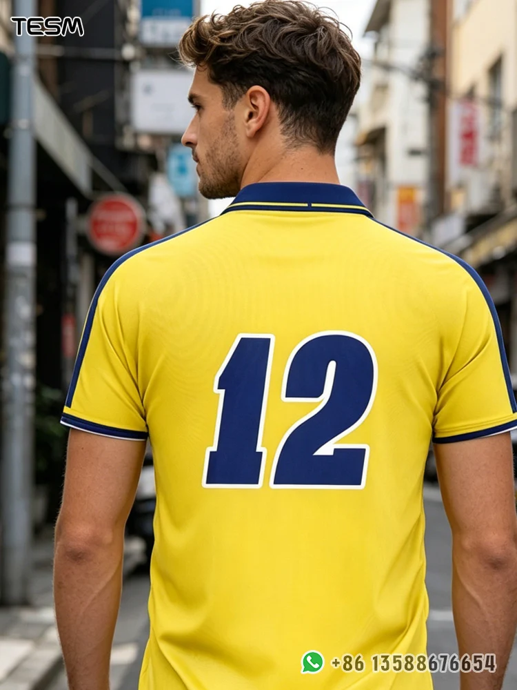 Summer Sports POLO Shirt Men Casual Short Sleeve Lapel Printed T-shirt Striped Retro Fashion Top Outdoor Team Breathable POLO