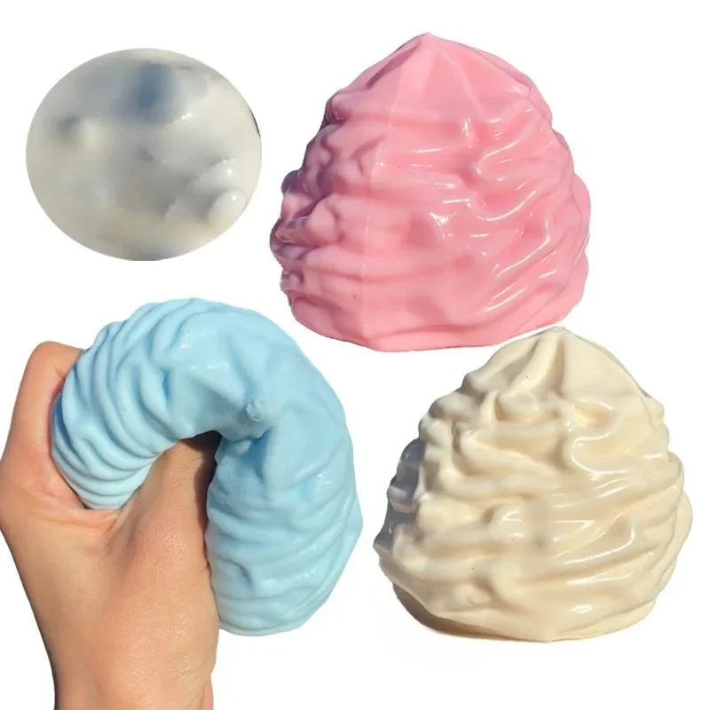 1FCrunchy Cream Building Block Squishy Toy Soap Ball Soft Butter Stress Relief Squeeze Peanut Crispy Sound Fidget Toy for Adults