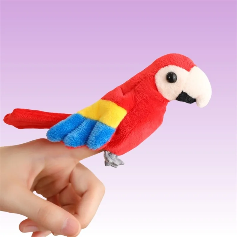 Marionnette à doigt en peluche, Animal de mer de dessin animé, jouets mignons et doux, Mini perroquet réaliste, paon, requin, poulpe, jouet amusant, accessoires de jeu