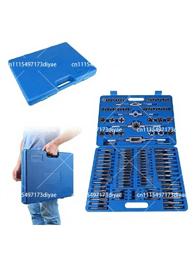 M2 Screw Nut Thread Taps and Dies Set with Wrench Handle Heavy Duty Hand Tool Kit for Threading