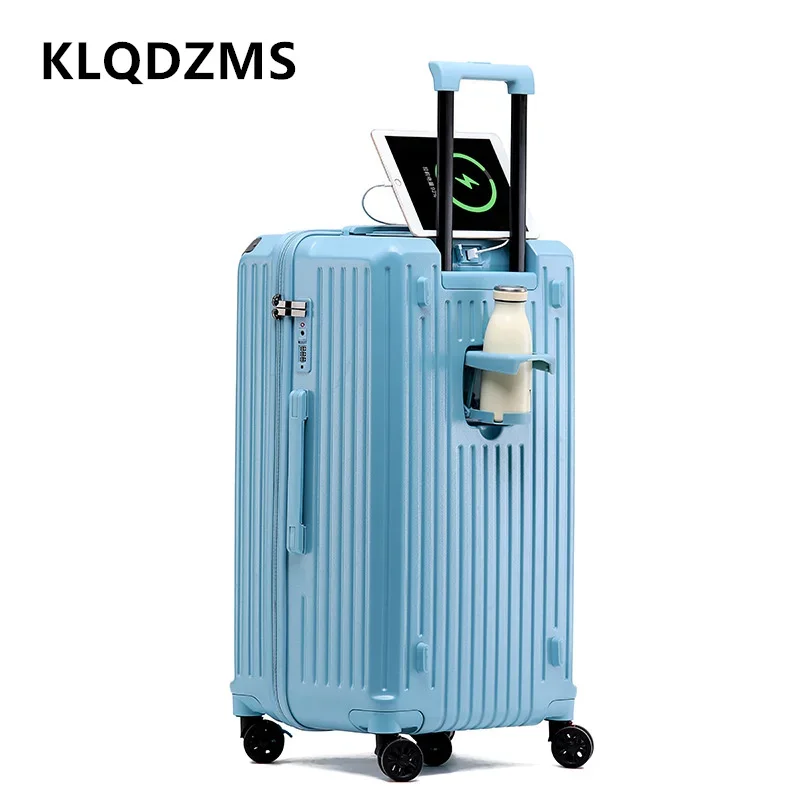 KLQDZMS-Valise à roulettes PC de grande capacité pour hommes et femmes, boîte d\'embarquement de chargement USB, bagages à main, 20 \