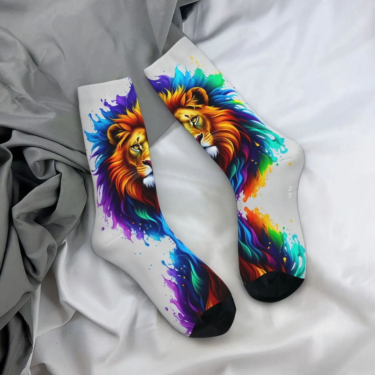 Coole Tiere, Löwen, Tiger, Gorillas Unisex Socken, warme 3D-Druck glückliche Socken Street Style verrückte Socke