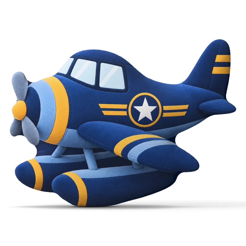 Blue Seaplane Shaped Stuffed Pillow Airplane Cushion Floatplane Throw Pillow Aviation Pilot Gift for Home Bedroom Decor