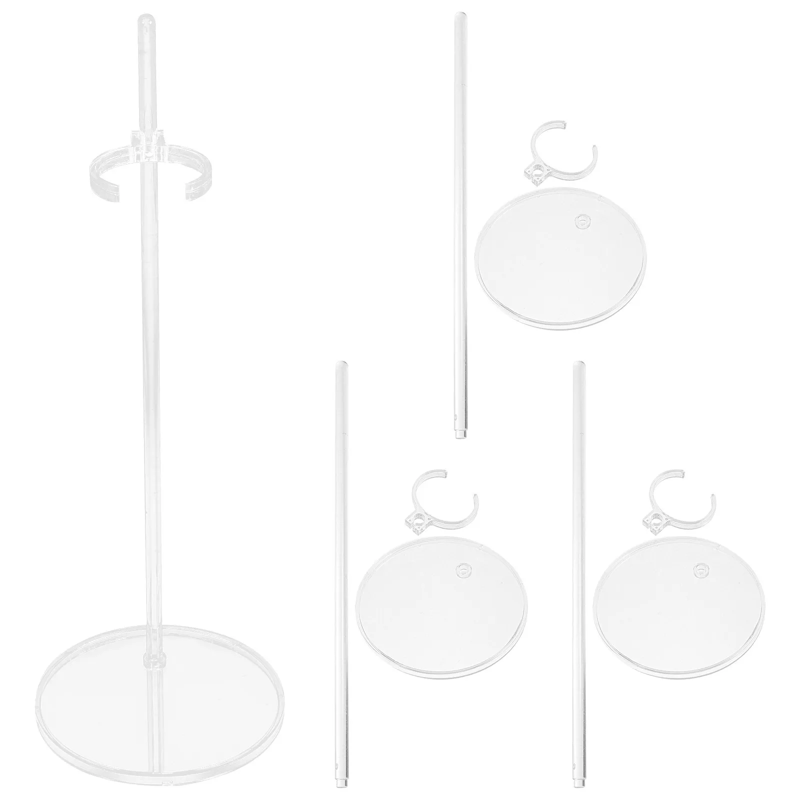 8Pcs Transparent Action Figure Display Stands Plastic Adjustable Waist Clips for 11-13In Miniature Display Rack
