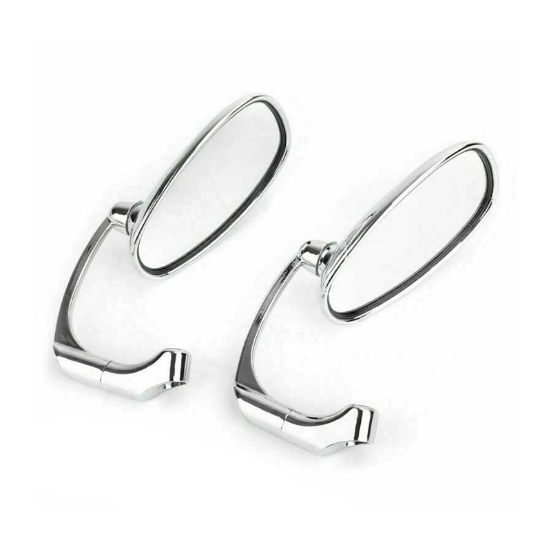 Wow Pair M8 M10 Retro L Bar Oval Rearview Mirrors Motorcycle Cafe Racer Bobber Chopper Cruiser Custom CH GN CG Side Handlebar image 2
