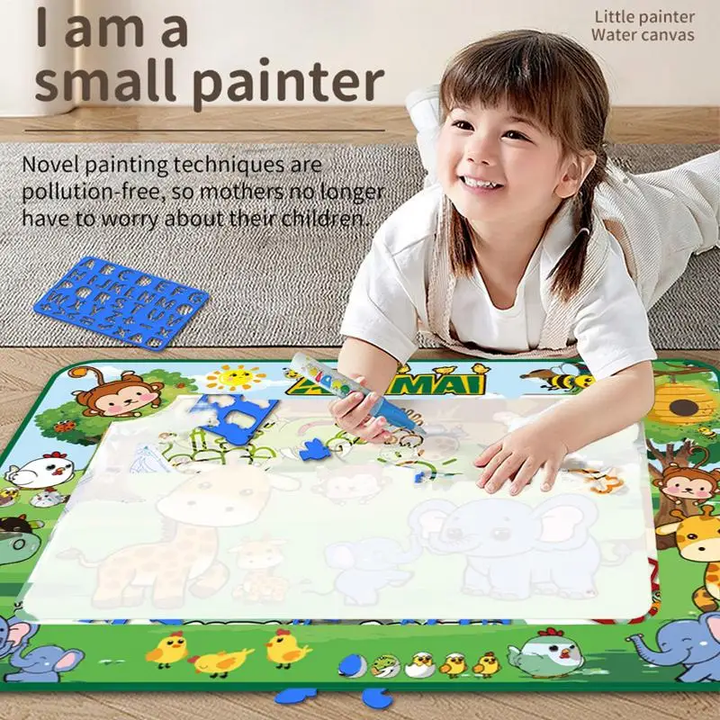 Water Doodle Mat Reusable Painting Writing Doodle Board Toy Washable Toddler Painting Writing Cloths For Children Girls Family