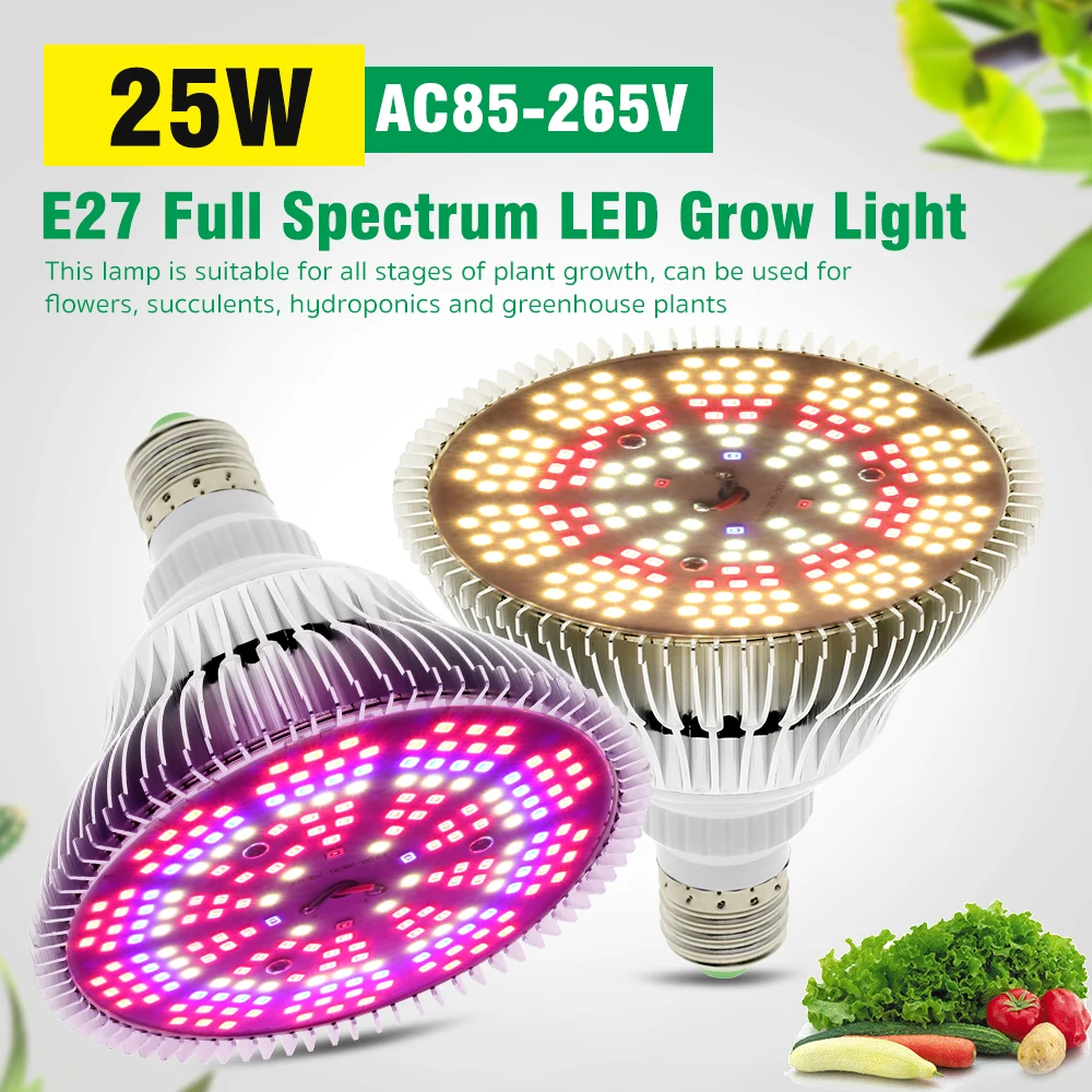 85-265V E27 LED Grow Light Bulb 250W Full Spectrum Sunshine Plant Light With Timing Switch Wire/tripod Phytolamp for Plants Tent