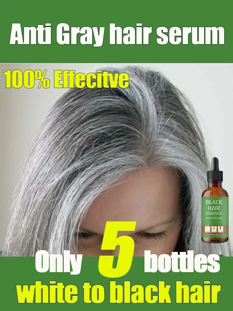 

Gray White Hair Treatment Serum Liquid White To Black Natural Color Repair Nourish Product Anti Loss Hair Care Men Women