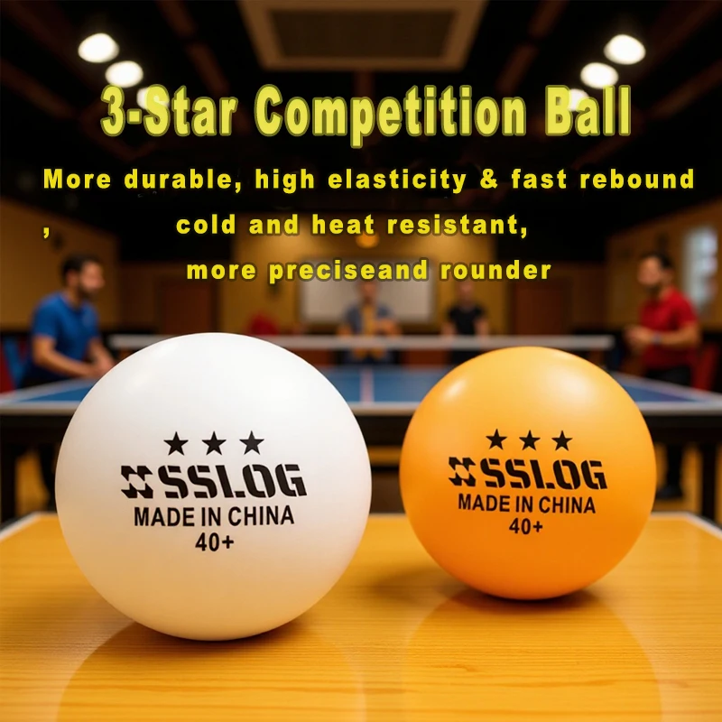 100PCS SSLOG 3 Stars Table Tennis Balls 40 New ABS Plastic Professional Ping Pong Ball with Bounce for Competition Training