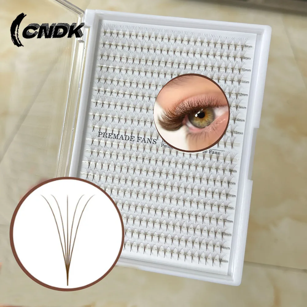 

Premade Loose Fans Brown Colored 5D 6D D Curl 350 Fans Thin Pointy Base Lash Extensions Mixed Russian Volume Lashes