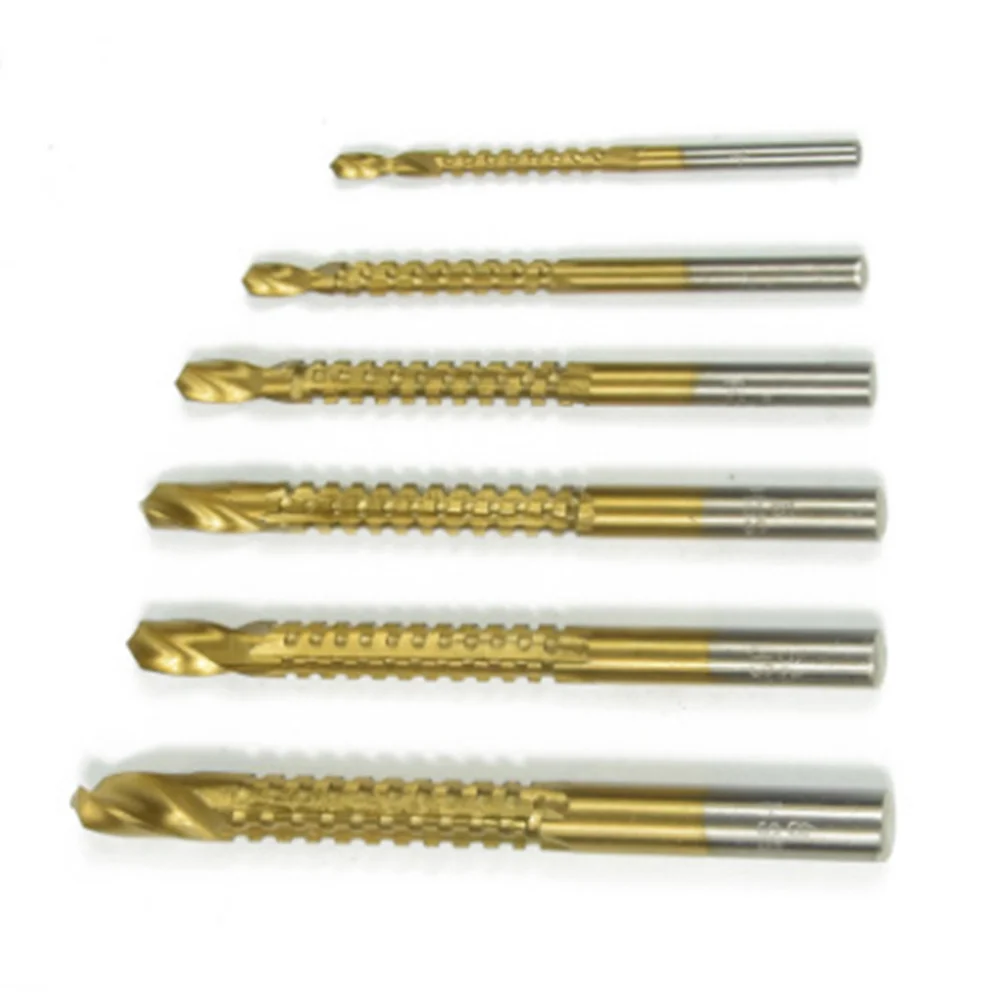 6Pcs Hss Sawtooth Drill Bits Set 30-80mm Titanium Coated Woodworking Bits for Wood Plastic Aluminum Processing