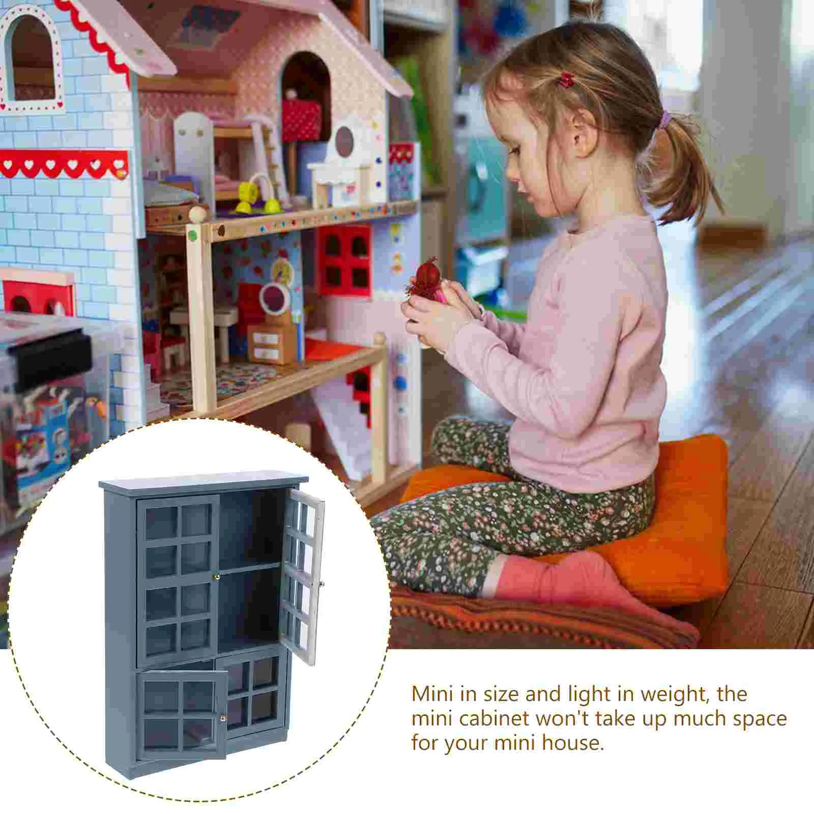 Poppenhuis Mini Kast Meubilair Keuken Model Moderne Opslag (Kast) Miniatuur Speelgoed Display Poppen Houten Doos