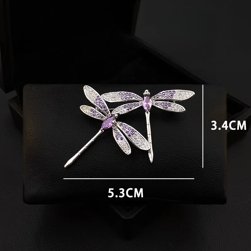 5821 Purple Dragonfly Brooch Elegant Insect Corsage Luxury Coat Suit Neckline Pin Women's Sparkling Party Jewelry Accessory
