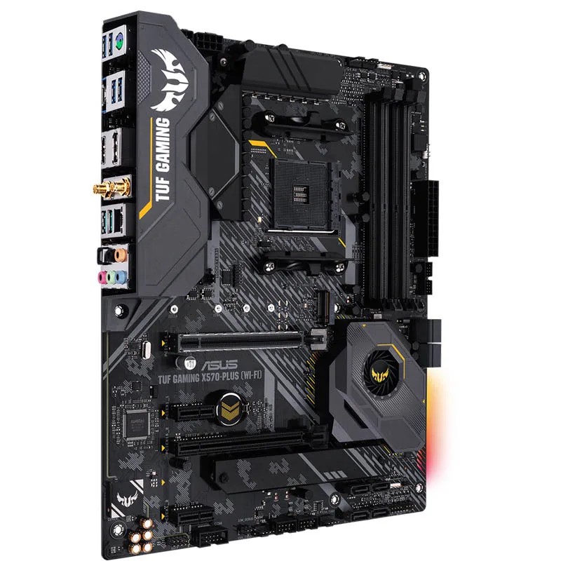 Usado asus am4 tuf gaming X570-Plus (wi-fi) am4 para zen 3 ryzen 5000 & 3rd gen ryzen atx placa-mãe com pcie 4.0, duplo m.2