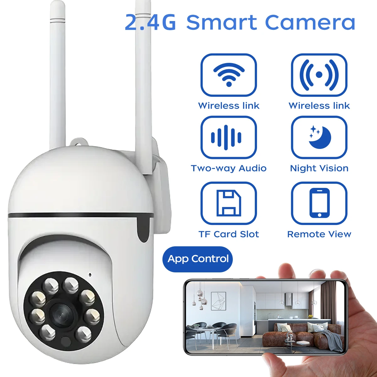 

JOOAN 1080P Wi-Fi IP-камера с автослежением, 5-кратным зумом, PTZ, двусторонней аудиосвязью, HD ночным цветным изображением и функцией видеонаблюдения