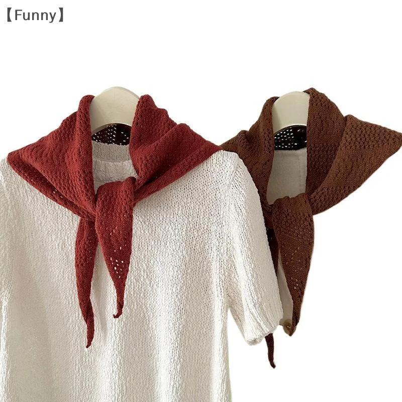 〔Funny〕 Wool Knitted Triangular Scarf Women Headscarf Knitted Scarf Multi-functional Warm Knitted Scarf