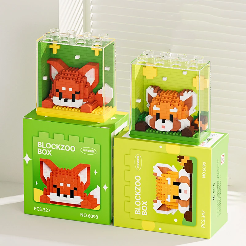 New Cute Zoo Series Fashionable Acrylic Display Box Micro-particle Assembled Building Blocks Toys Educational Gifts