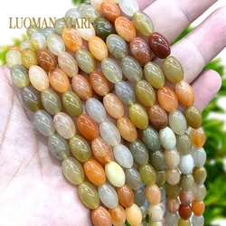 8x12MM Oval Natural Stone Gobi Jades Yellow Topaz Loose Rice Spacer Beads for Jewelry Making DIY Bracelets Charms Accessories