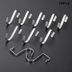 10pcs Flat S-shape Hook Metal Square Hanger 45*20mm Double Head Rod Hold Sundries Kitchen Storage Bathroom Outdoor BBQ Camping