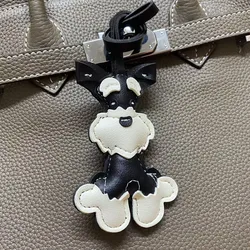 Fashion PU Leather Dog Puppy Pendant Keychain Cute Animal Keyring Women Bag Charm Handbag Hanging Decoration For Girl Gifts