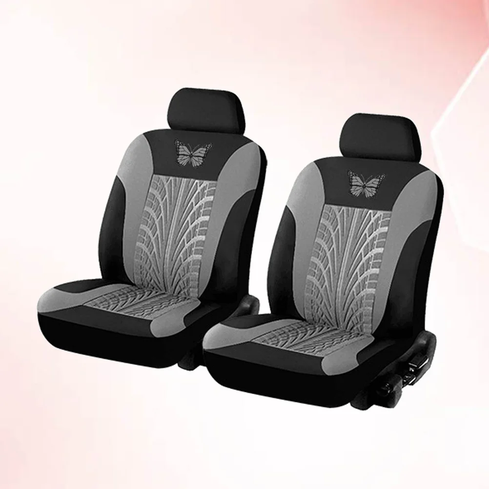 

2pcs Car Seat Covers Universal Fit Grey Wear Resistant Modern Design Car Seat Protector For Cars Trucks Suvs Van Interior