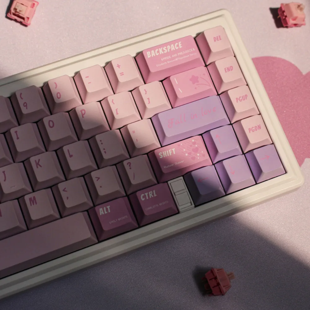 Imagem -02 - Romantic Crush Cherry Profile Keycap Sublimação Inglês Pbt Keycap Iso Enter para Teclado Gaming Mecânica