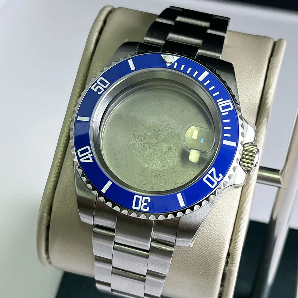 40mm case Stainless steel bracelet Ceramic Blue bezel Sapphire Glass waterproof SUB Diving accessory NH35 NH34 NH36 movement