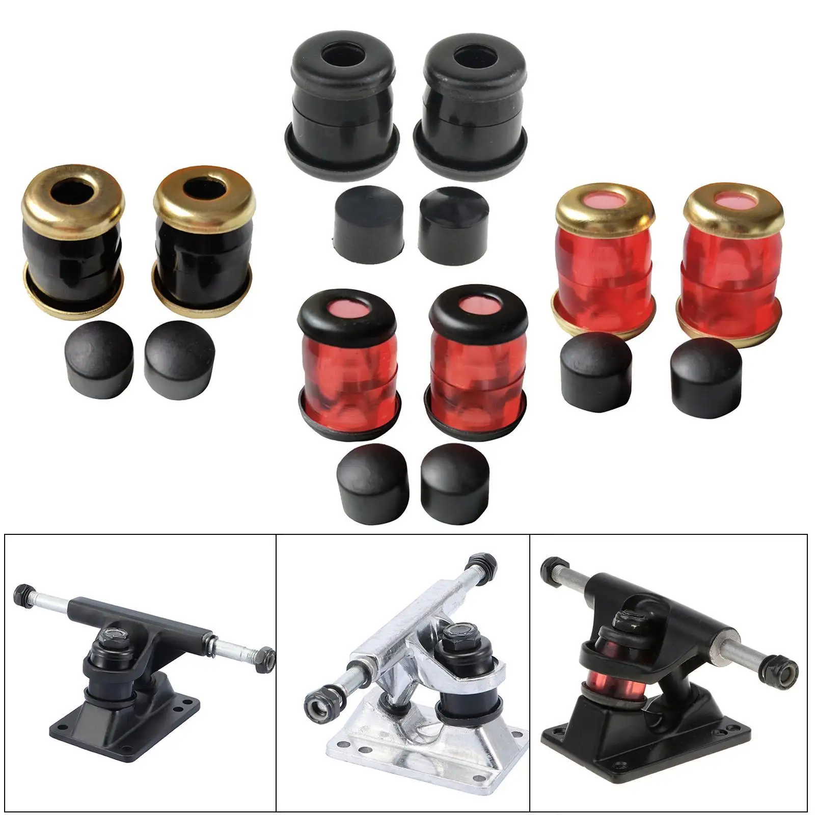 

4 Pieces Soft Top Bottom Skateboard Truck Bushing Cylinder Longboard Washer