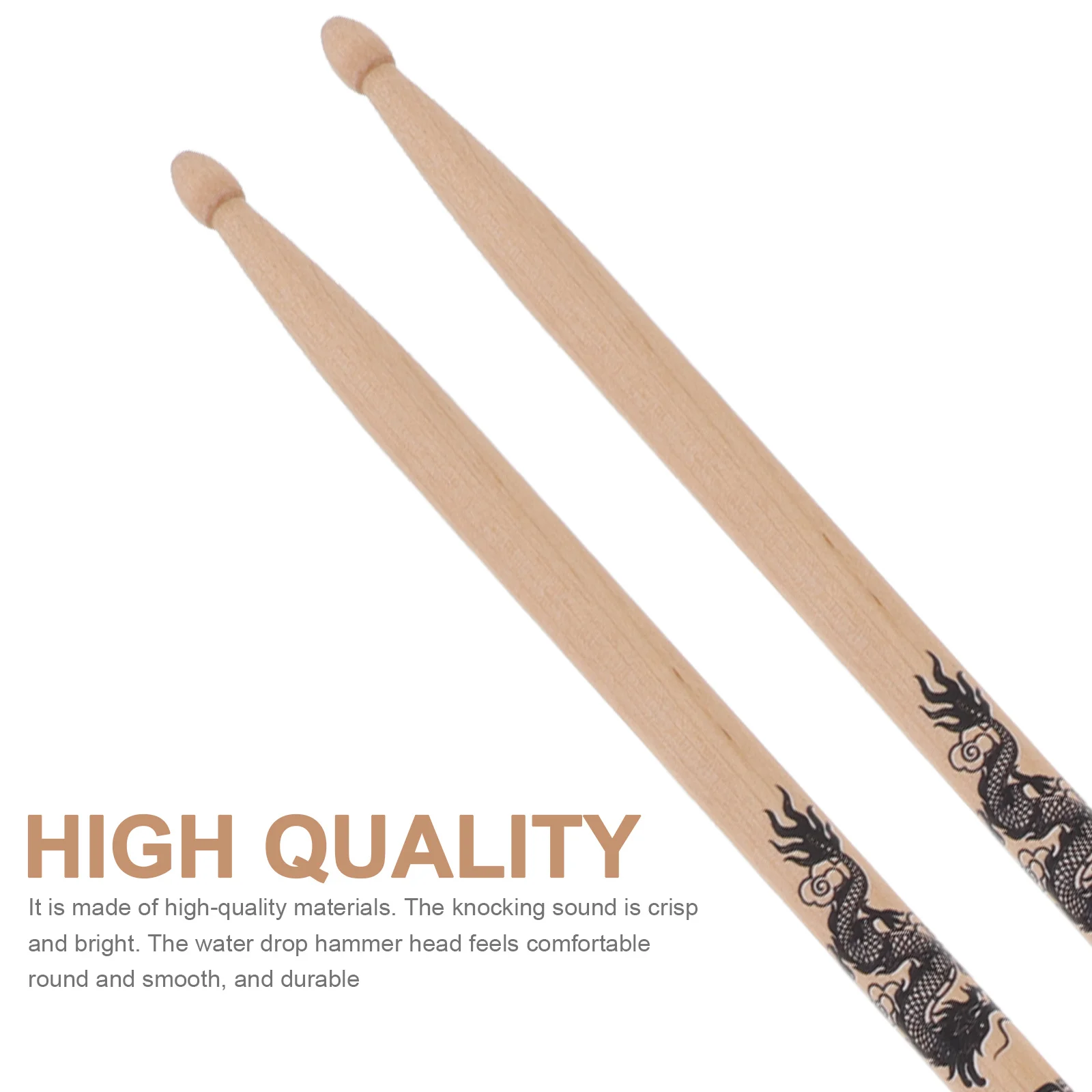 

2Pcs Drum Sticks Wood Color Professional Percussion Instrument Sticks for Jazz Snare Drums Musical Drum Accessories