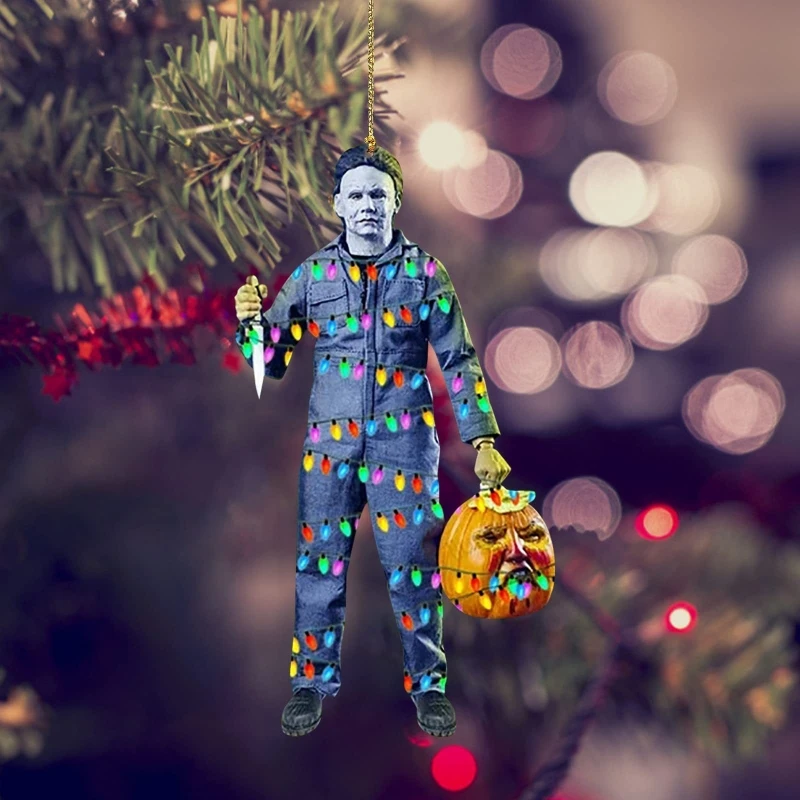 

Halloween Horror Decor Acrylic Hanging Ornaments Movie Cartoon Character Ghost Clown Christmas Tree Sign Decor Rope Party Decor