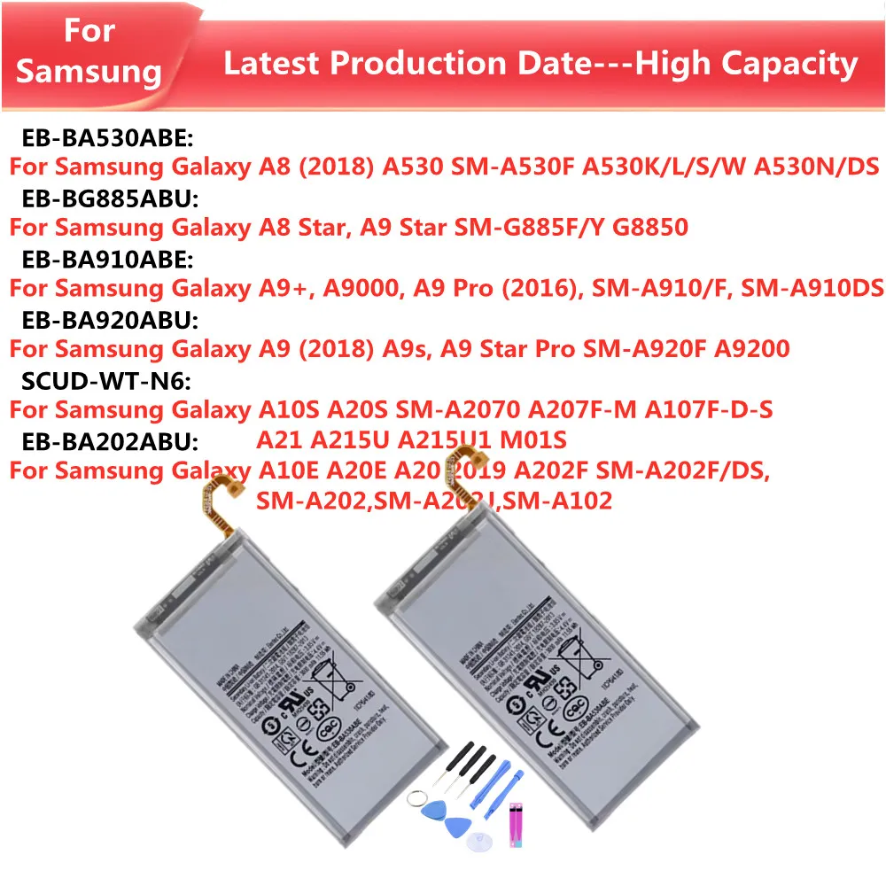 Batería de teléfono para Samsung Galaxy A8 A530 A8 A9 Star pro G8850 A9 + A9000, A9 Pro A9s A9200 A10S A20S A21 A215U A10E A20E A20