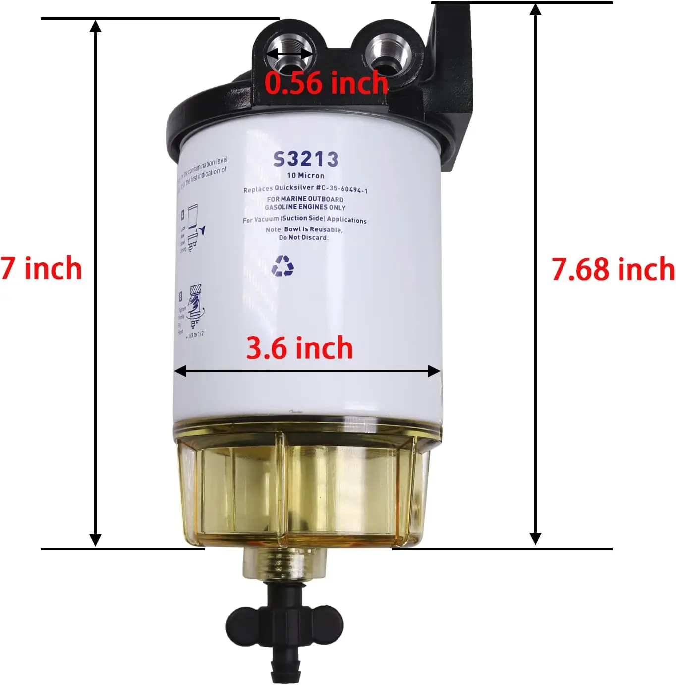 S3213 Outboard Marine Boat Fuel Filter 35604941 35809097 Diesel Fuel Water Separator for Racor Marine Engine Boat