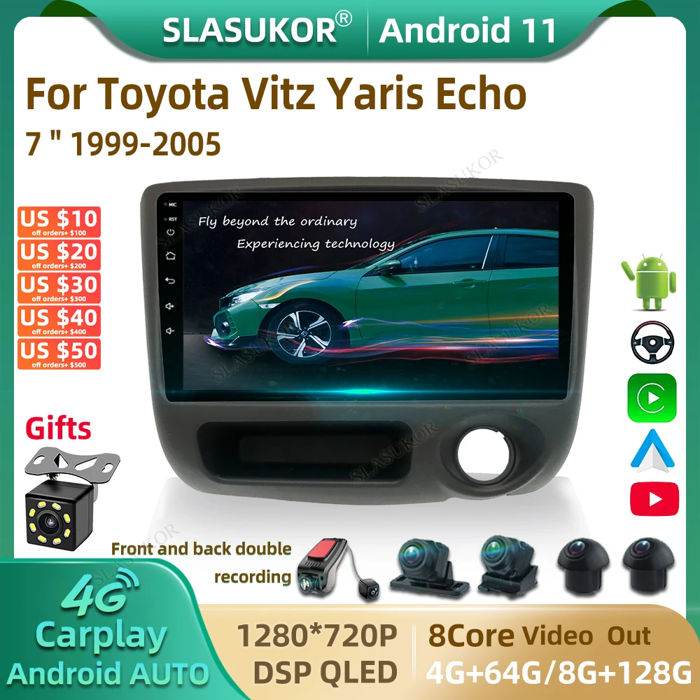 7 Inch For Toyota Vitz Yaris Echo 1999-2005 Android Car Radio Multimedia Video Player Car Audio Stereo Player Navigation Carplay