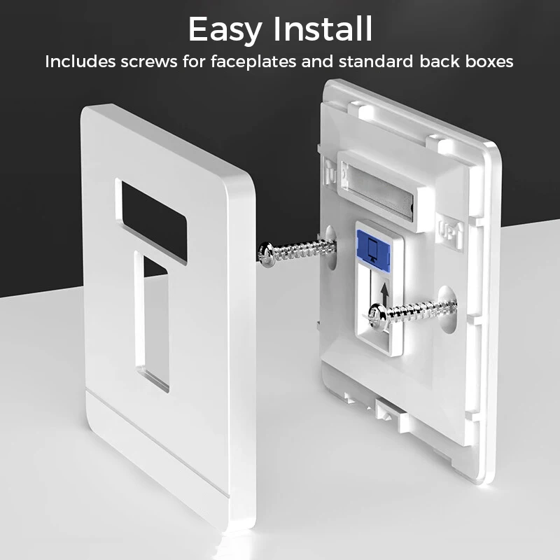 ZoeRax Ethernet Tomada de Parede, Porta Simples ou Dupla, Faceplate, Placa de Parede Plana para CAT6, CAT5E, Cabo de Rede CAT5, RJ45, 1Pc