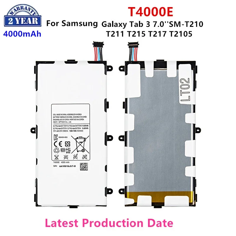 

Brand New Tablet T4000E Battery 4000mAh For Samsung Galaxy Tab 3 7.0'' T211 T210 T215 T217A T210R T2105 P3210 P3200