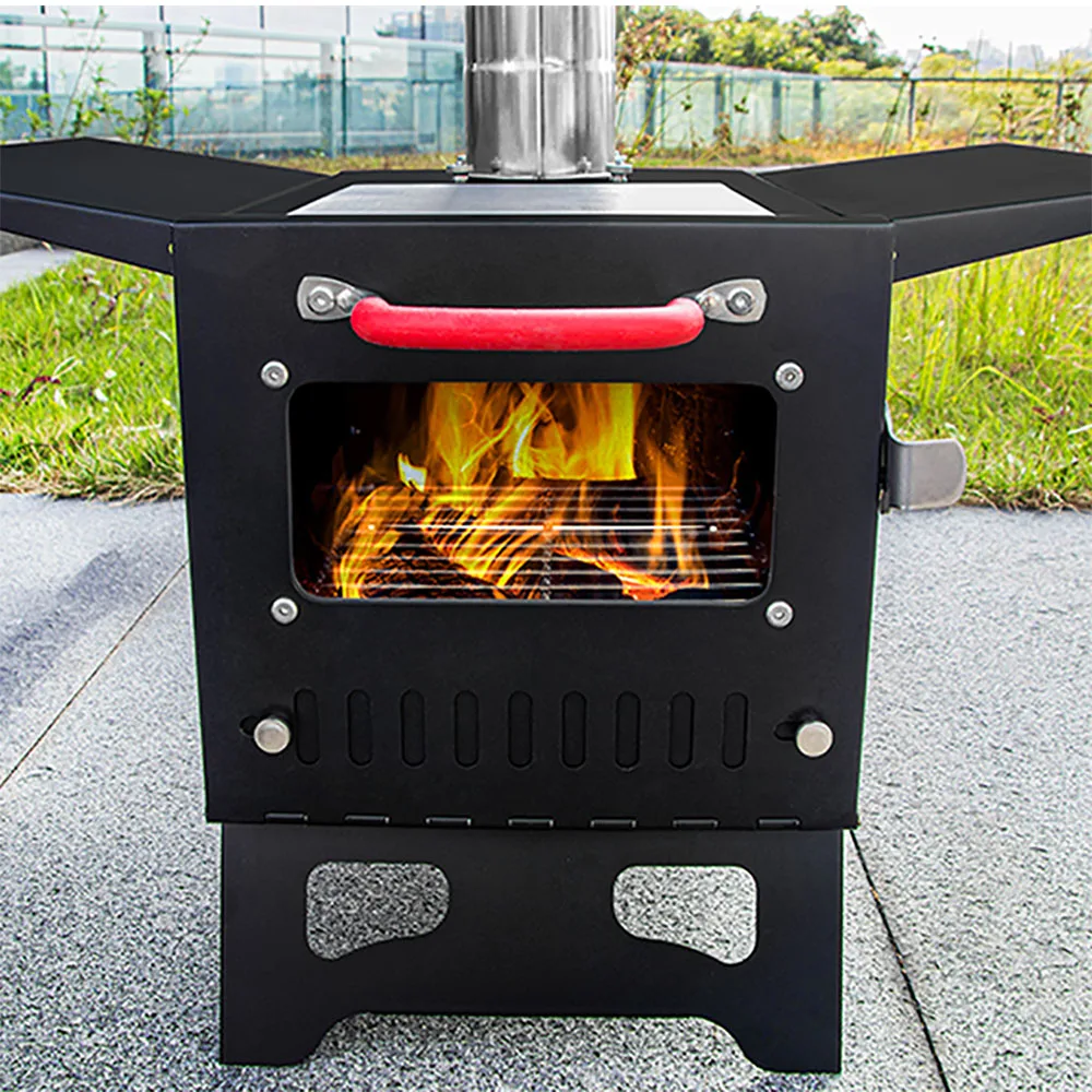 Wood Stove Outdoor Camping Fireplace Foldable Hiking Traveling Portable Firewood Burner Survival Stove Aluminum Plated Cookware